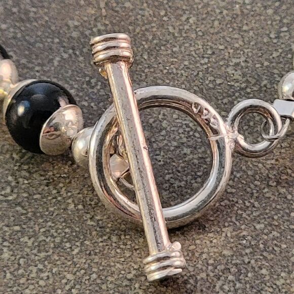 NEW Sterling Silver 6.6mm Onyx Beaded Ball Bracelet - Picture 6 of 6